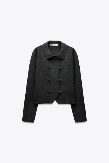 DOUBLE-BREASTED KNIT JACKET - Grey by Zara - Image 3