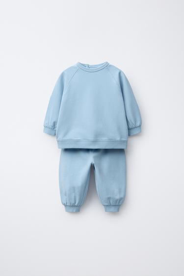 SET ÁO NỈ VÀ QUẦN JOGGER - Màu xanh nhạt từ Zara
