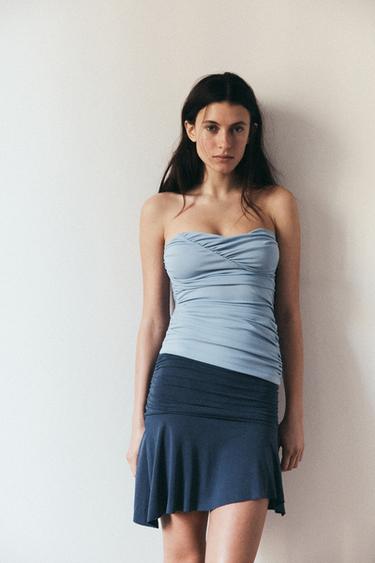 TOP دون حمالات بزمات - أزرق وسط الخاص بـ Zara
