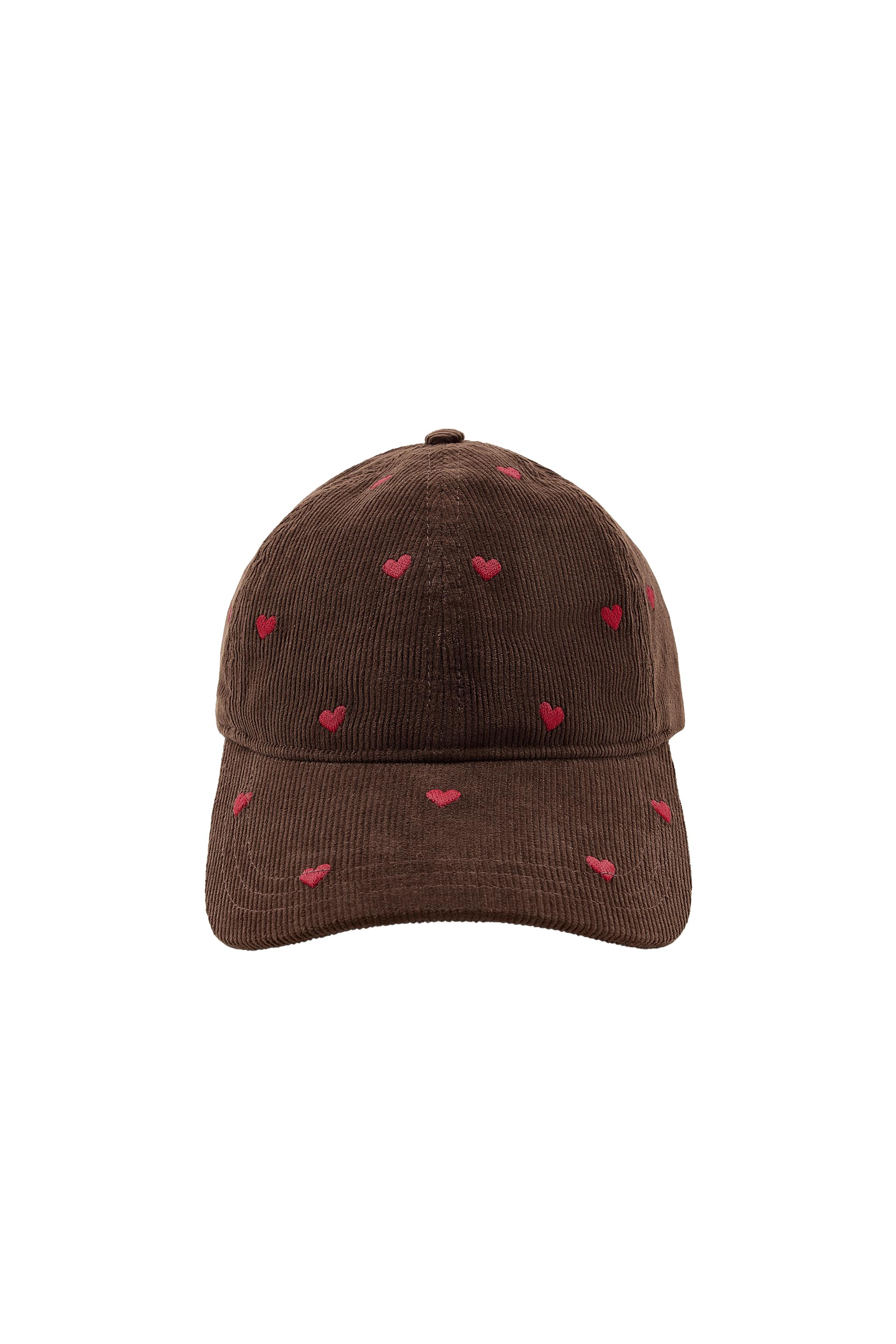 BONÉ DE VELUDO CORDUROY COM BORDADOS DE CORAÇÃO - Marrom | ZARA Brasil