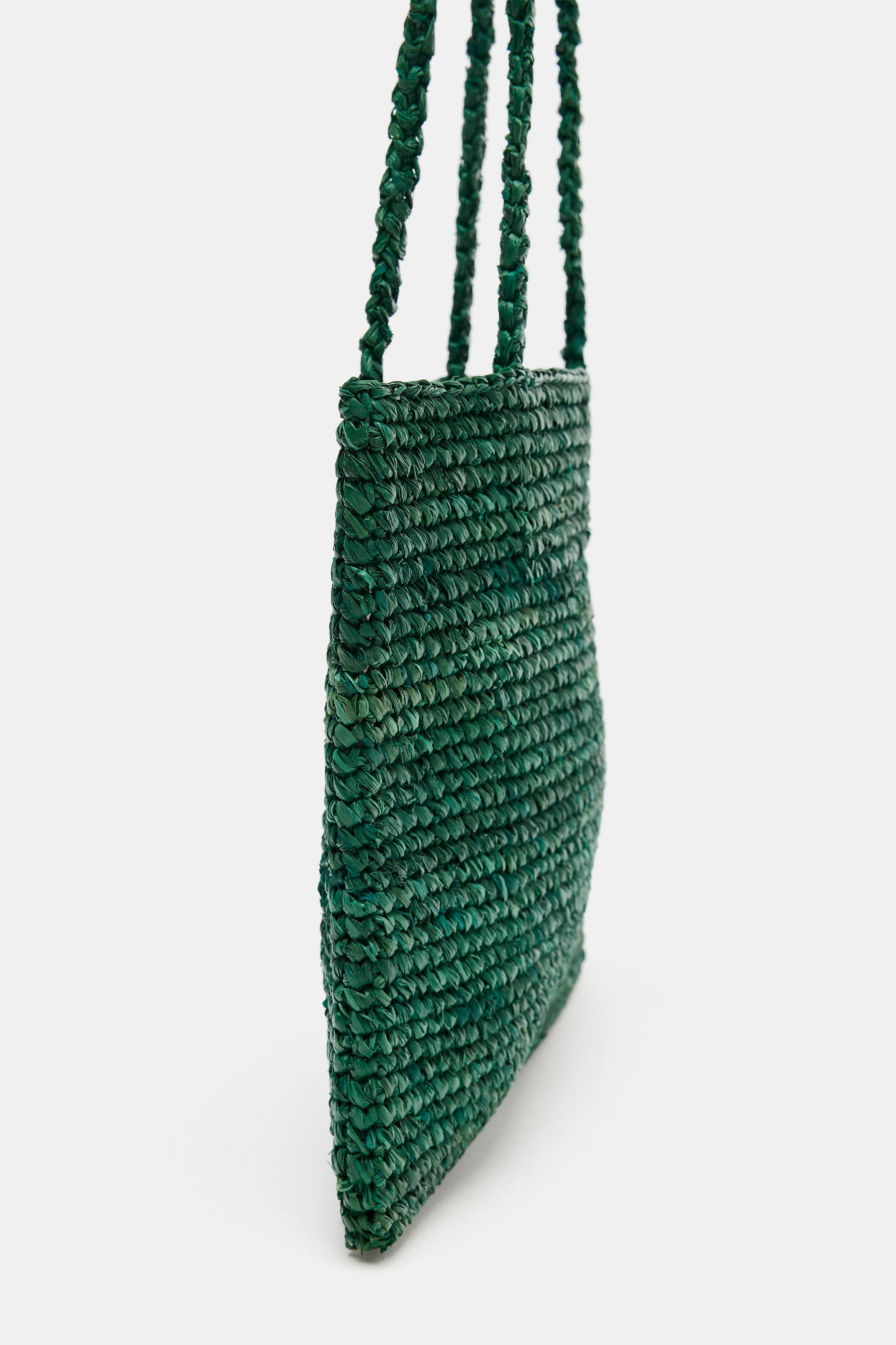 RAFFIA MINI SHOPPER BAG - Green | ZARA Canada