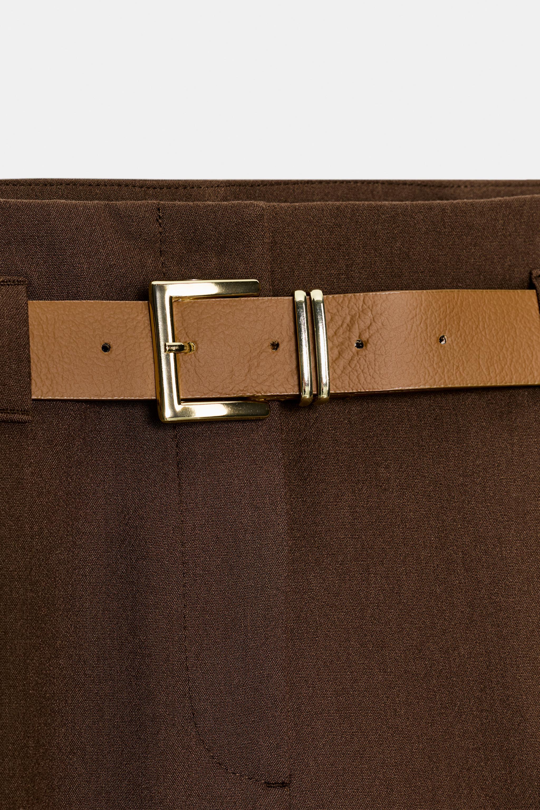 BELTED CUFFED HEM PANTS