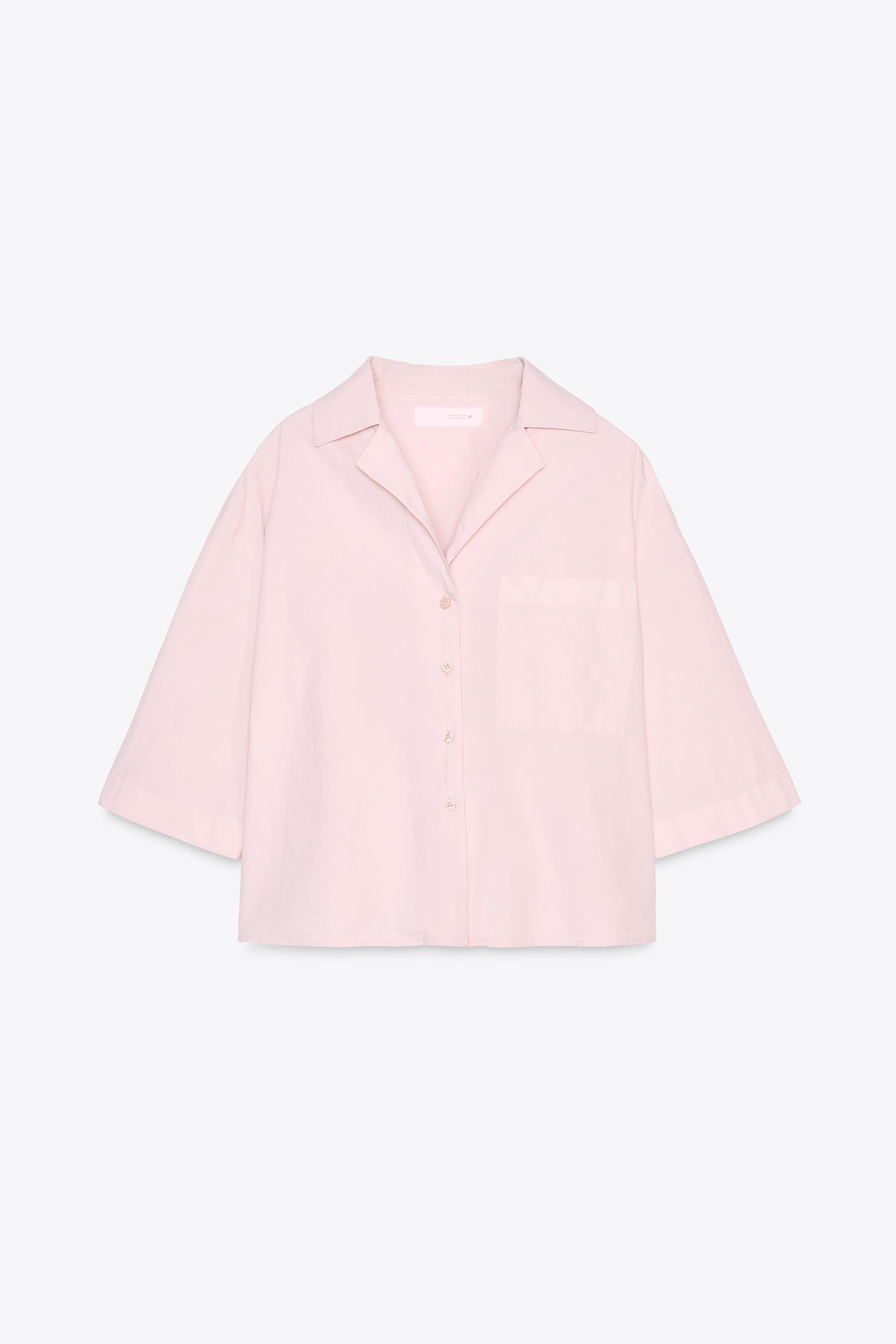 ゆか ZW COLLECTION CROPPED SHIRT - Pink | ZARA United States