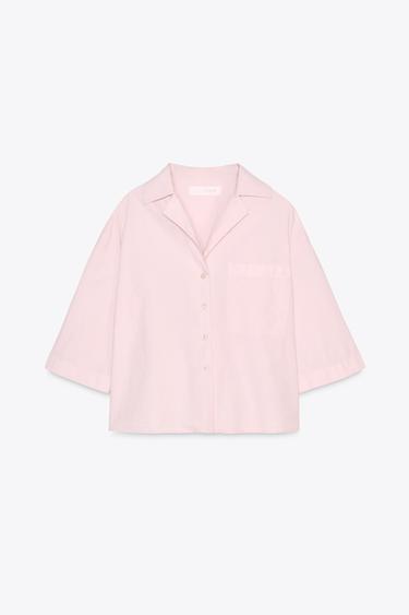 CHEMISE COURTE ZW COLLECTION - Rose de Zara - Image 3