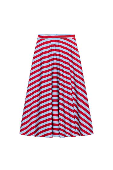 CHÂN VÁY MIDI XÒE KẺ SỌC - Kẻ Sọc Đỏ từ Zara