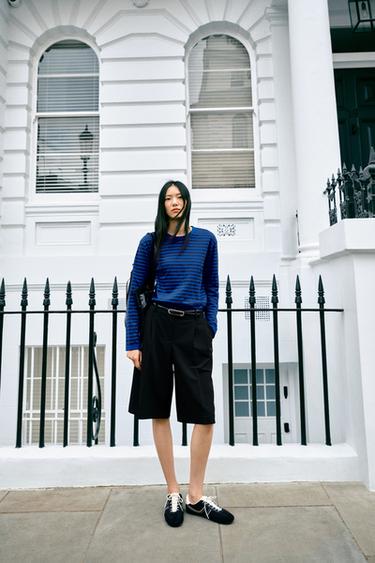 Zara TRIIBULINE T-SÄRK - sinine/must - Pilt 0