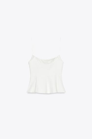 TOP ÉLASTIQUE PÉPLUM - Blanc cassé de Zara - Image 6