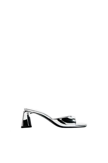 METALLIC BLOCK HEEL SANDALS