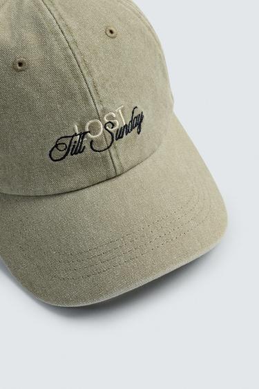 WASHED CAP WITH EMBROIDERED TEXT - camel by Zara - Image 5