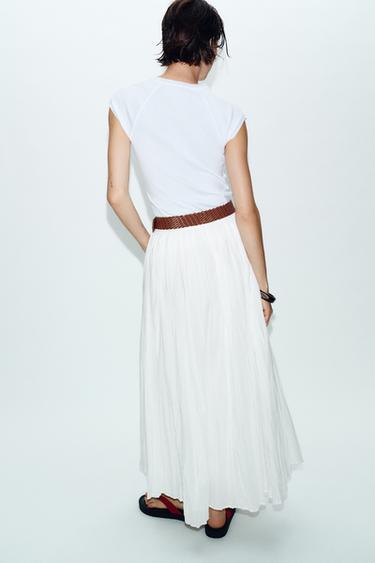 BELTED MIDI SKIRT - White by Zara - Image 4