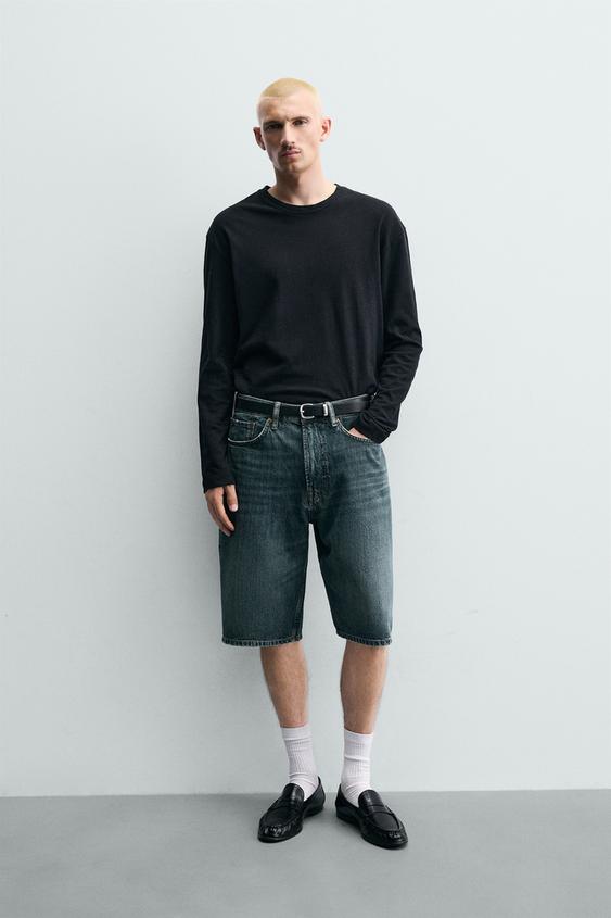 Zara LOOSE FIT DENIM SHORTS - Blue / Green - Image 0