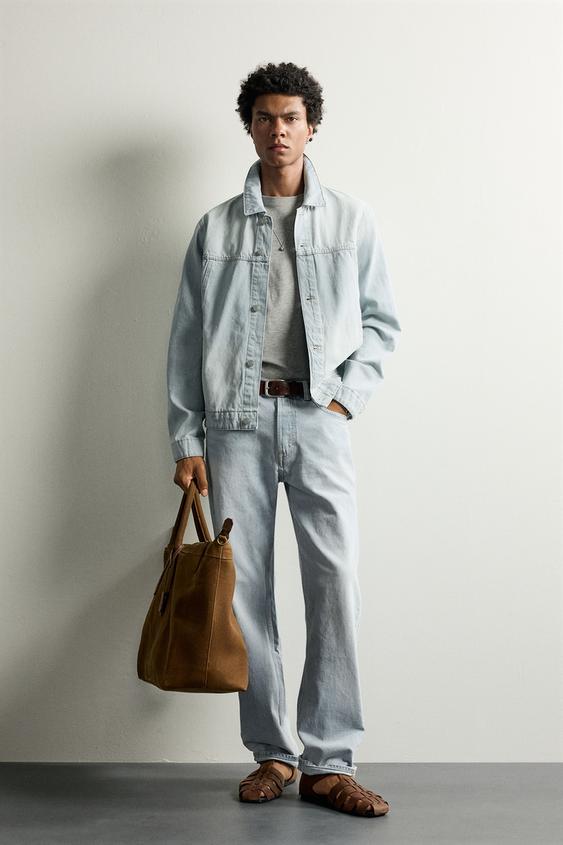 JEANS STRAIGHT FIT ACABADO IRREGULAR - Azul claro de Zara - Imagen 0