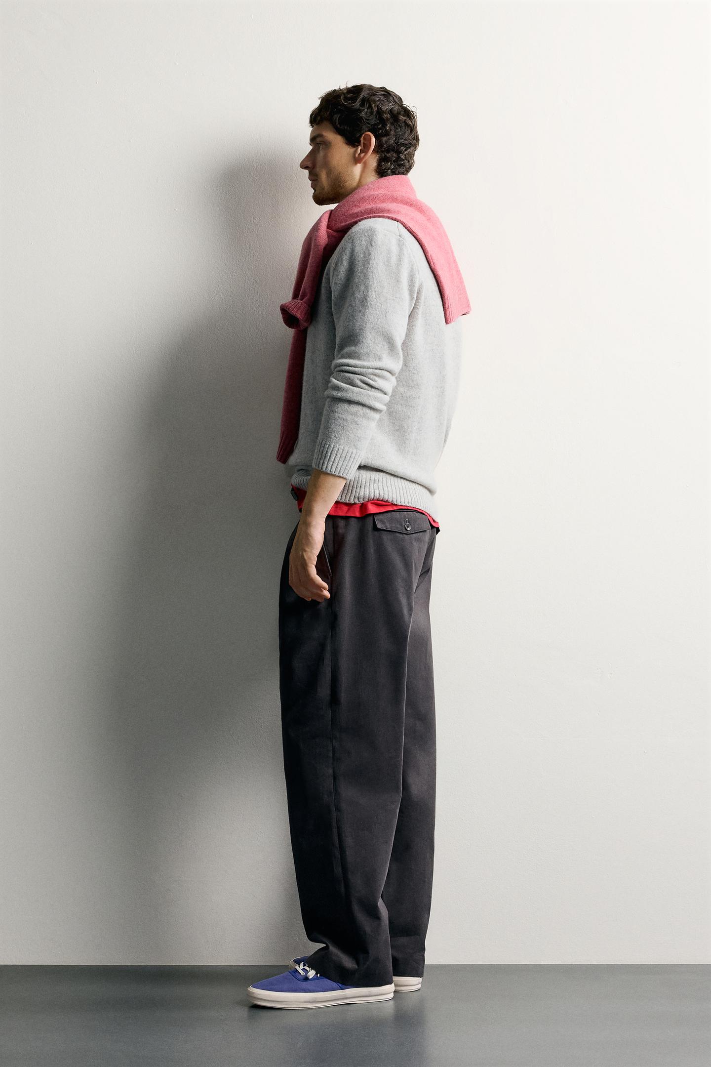 Мужской свитер Zara Regular Fit Wool Blend, цвет: Серый — фото 4