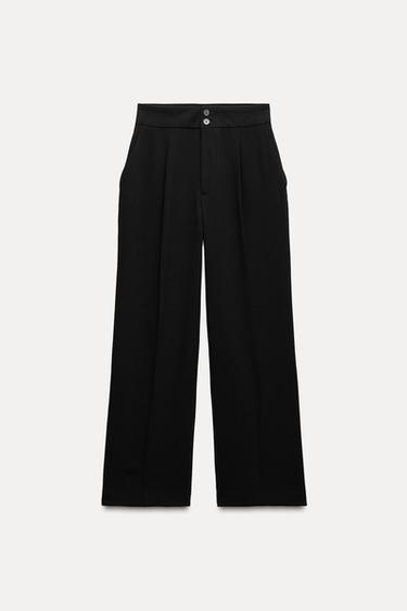 ZW COLLECTION DART DETAIL STRAIGHT LEG TROUSERS - Black by Zara
