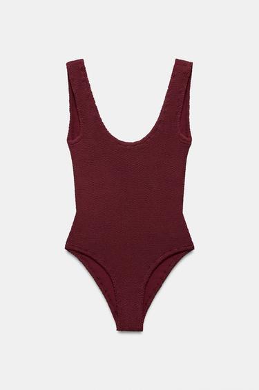TEXTURED SWIMSUIT - Brown by Zara