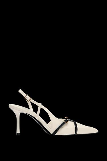 Zara BUCKLED STRAP HEELED SHOES - white - Image 0