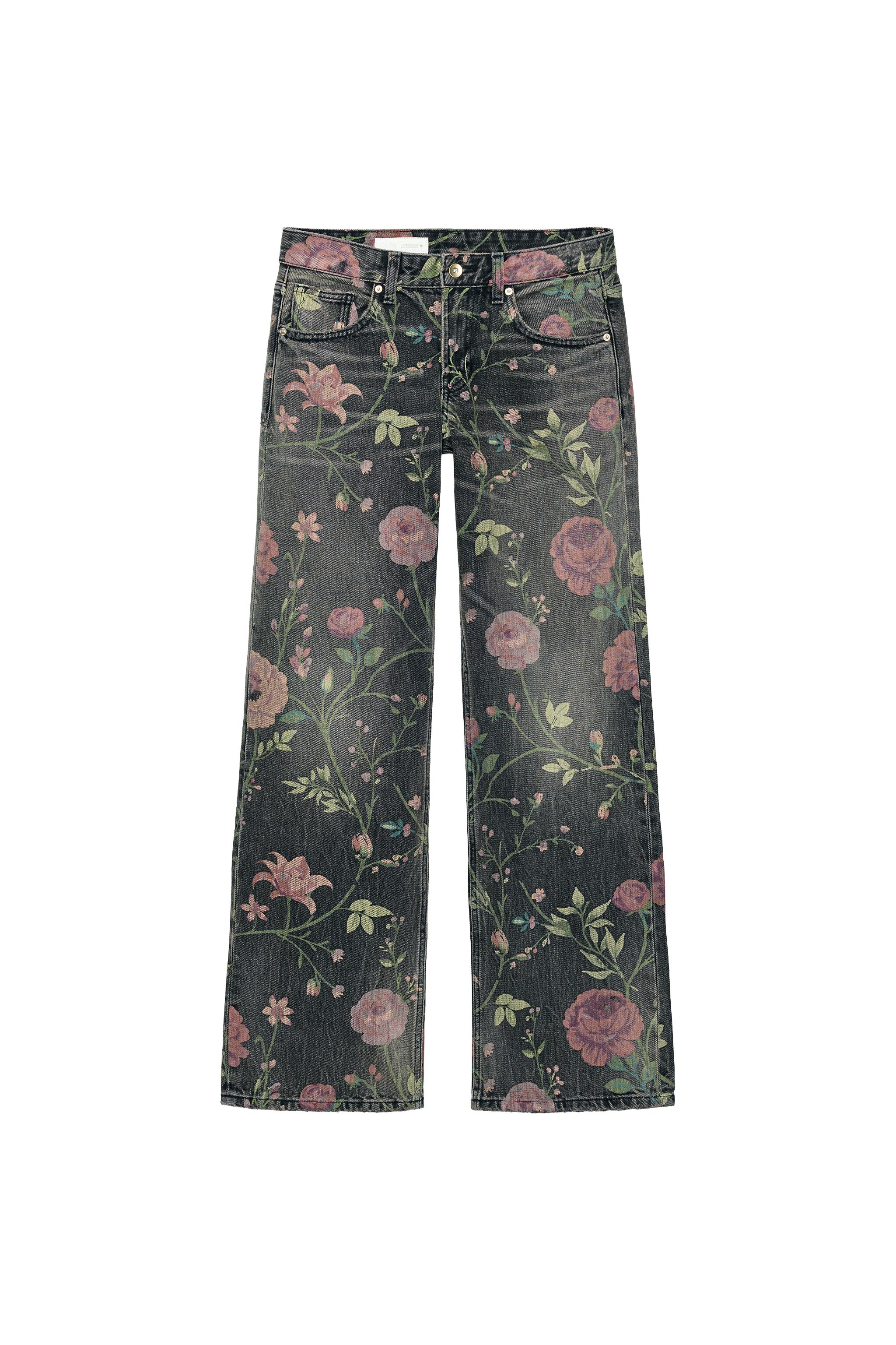 LOOSE FIT TIRO BAJO FLORES TRF JEANS