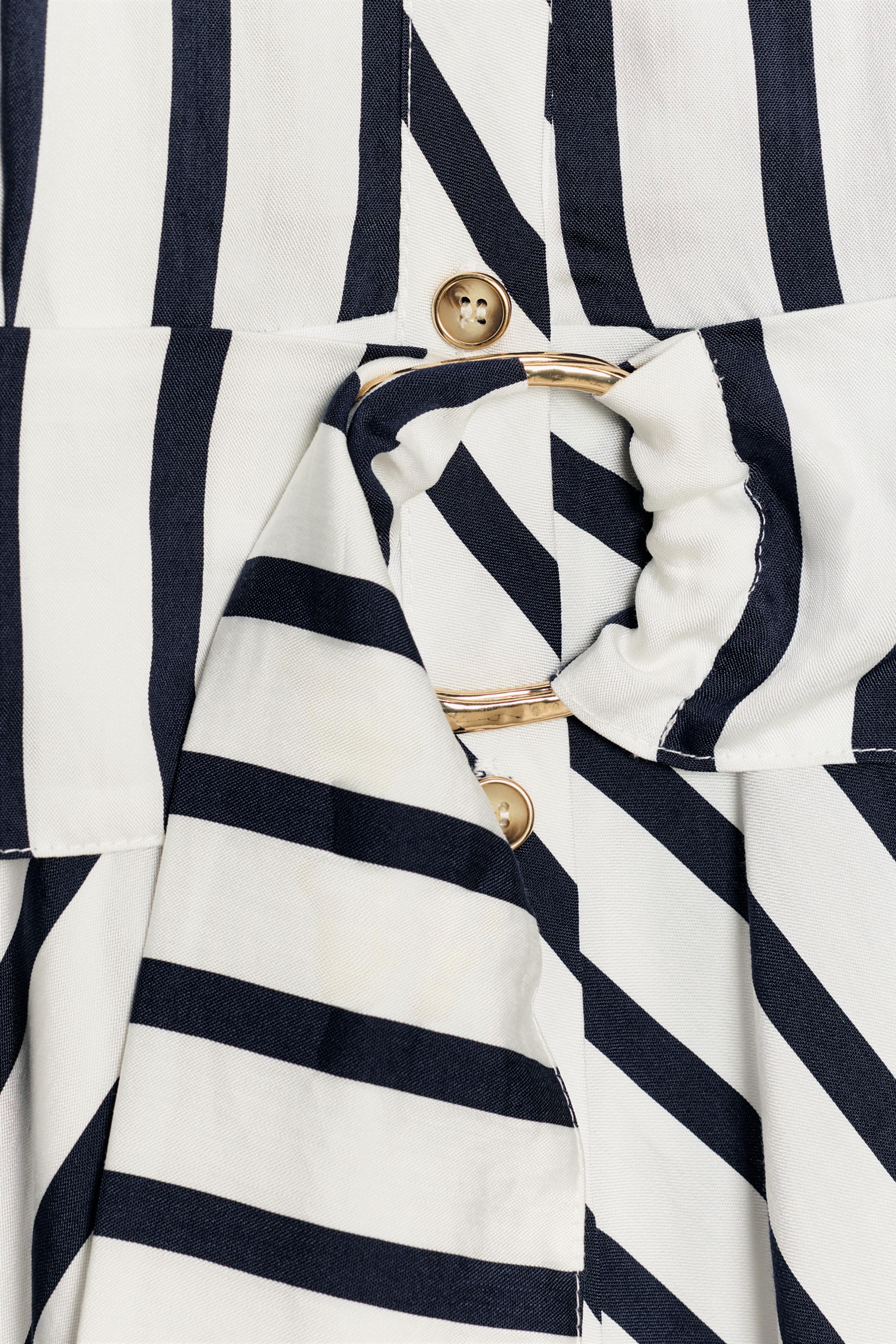 BELTED STRIPED MIDI DRESS