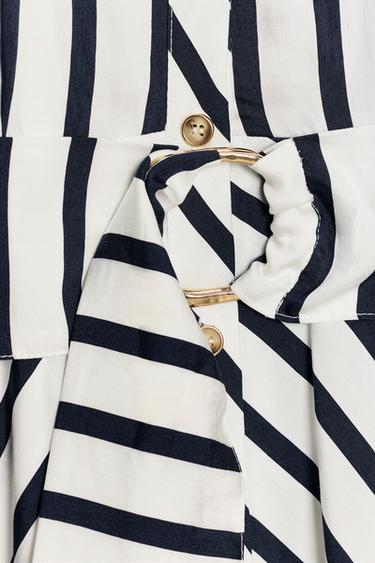 STRIPED MIDI DRESS WITH BELT - Navy / White by Zara - Image 6