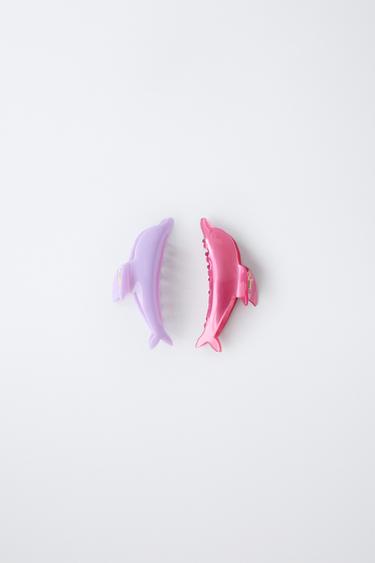 TWO-PACK OF DOLPHIN HAIR CLIPS - Fuchsia by Zara