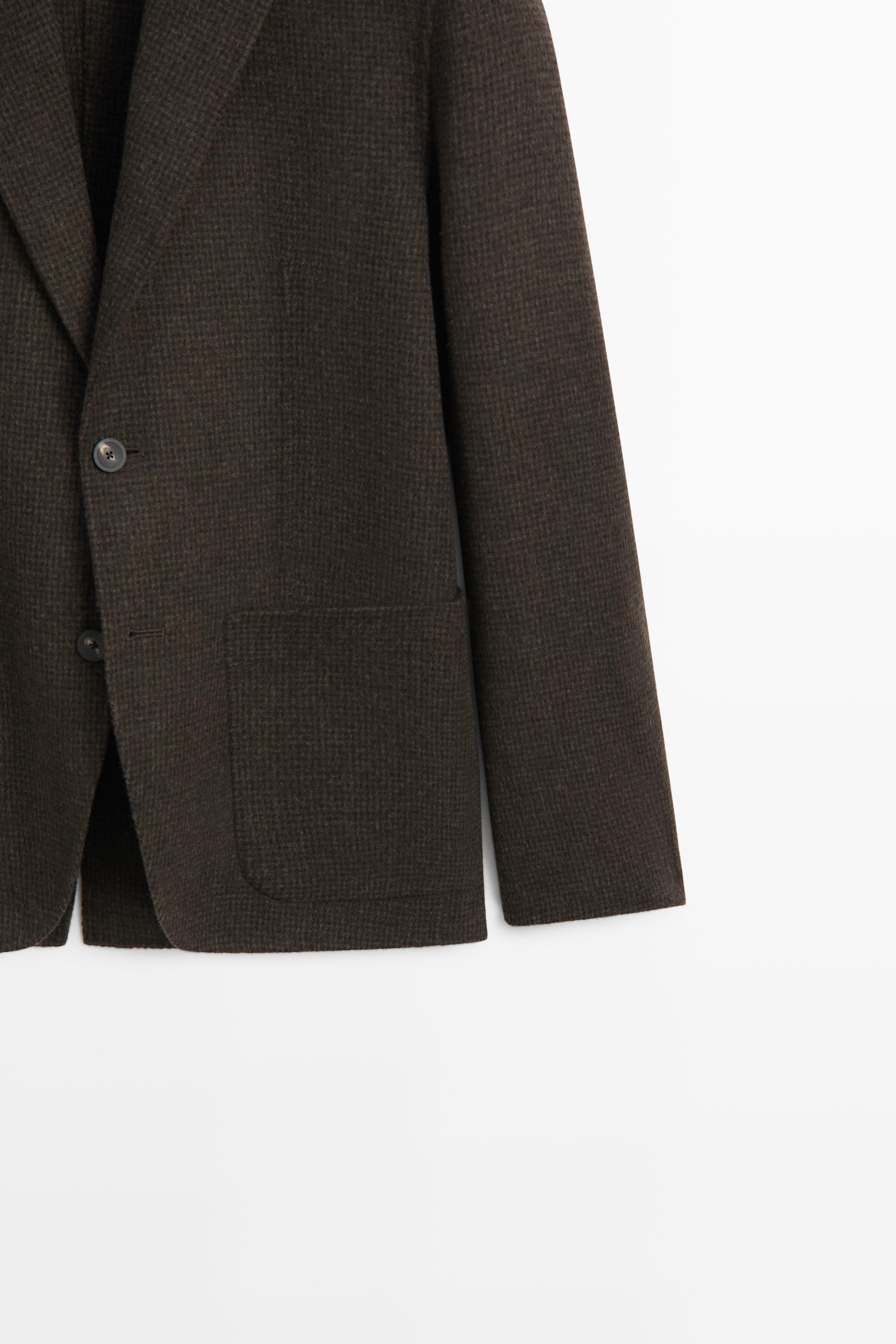 Blazer pied-de-poule en mélange de laine