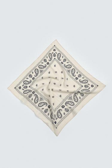 Zara PAISLEY PRINT BANDANA - Ecru