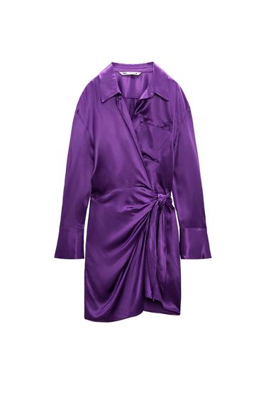 SATIN EFFECT WRAP DRESS