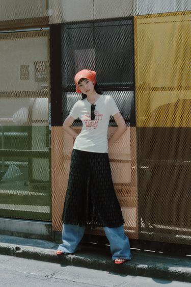 リブテキストTシャツダークベージュ0ZaraのリブテキストTシャツ - ダークベージュ - 画像 0