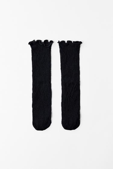 Zara SEAMLESS LACE SOCKS - Black