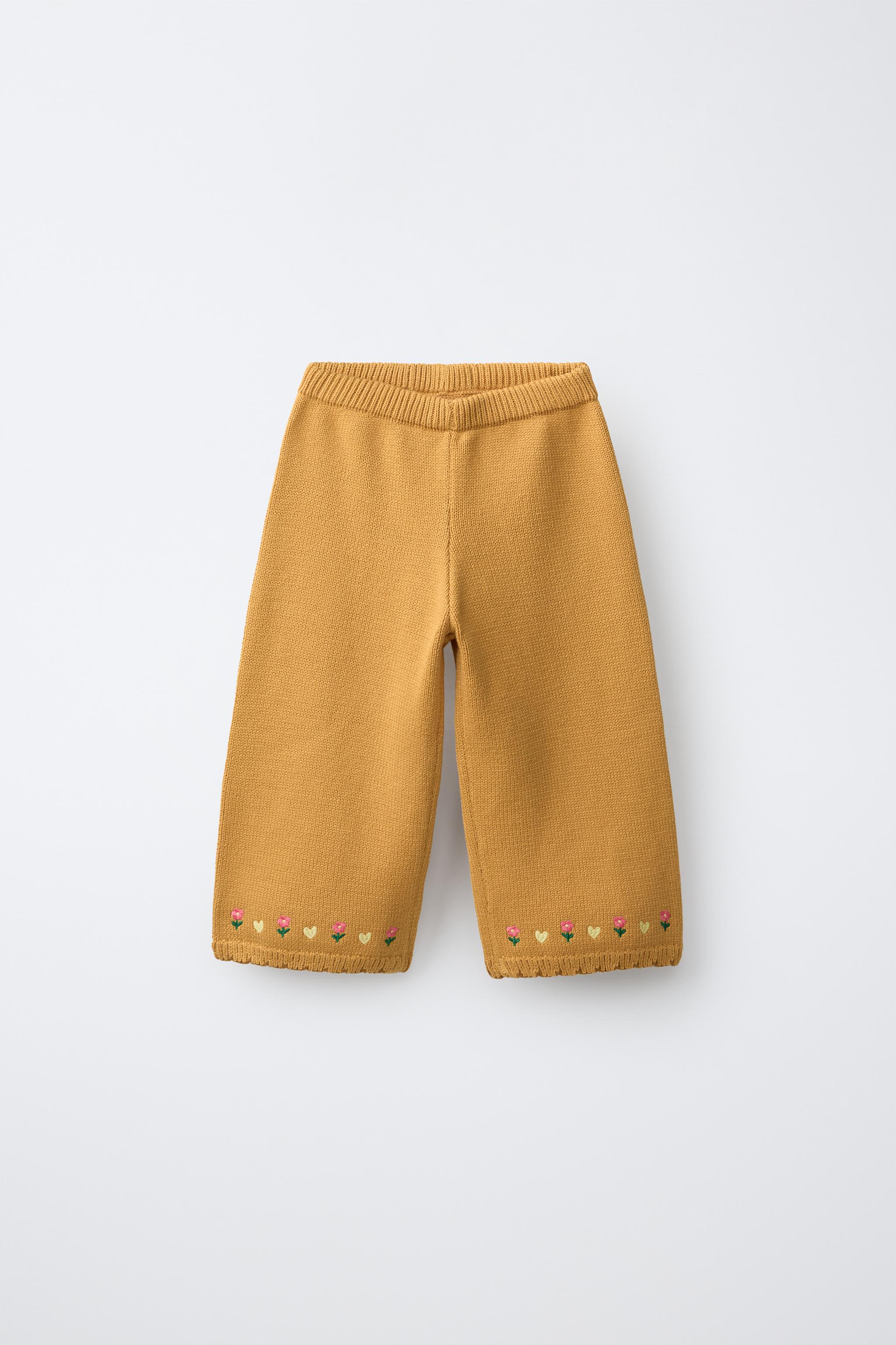 PANTALON JUPE-CULOTTE EN MAILLE À FLEURS BRODÉES