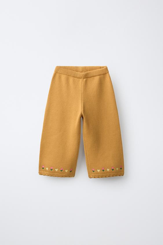 STRICK-CULOTTE MIT BLUMENSTICKEREI - Senfgelb von Zara - Bild 0