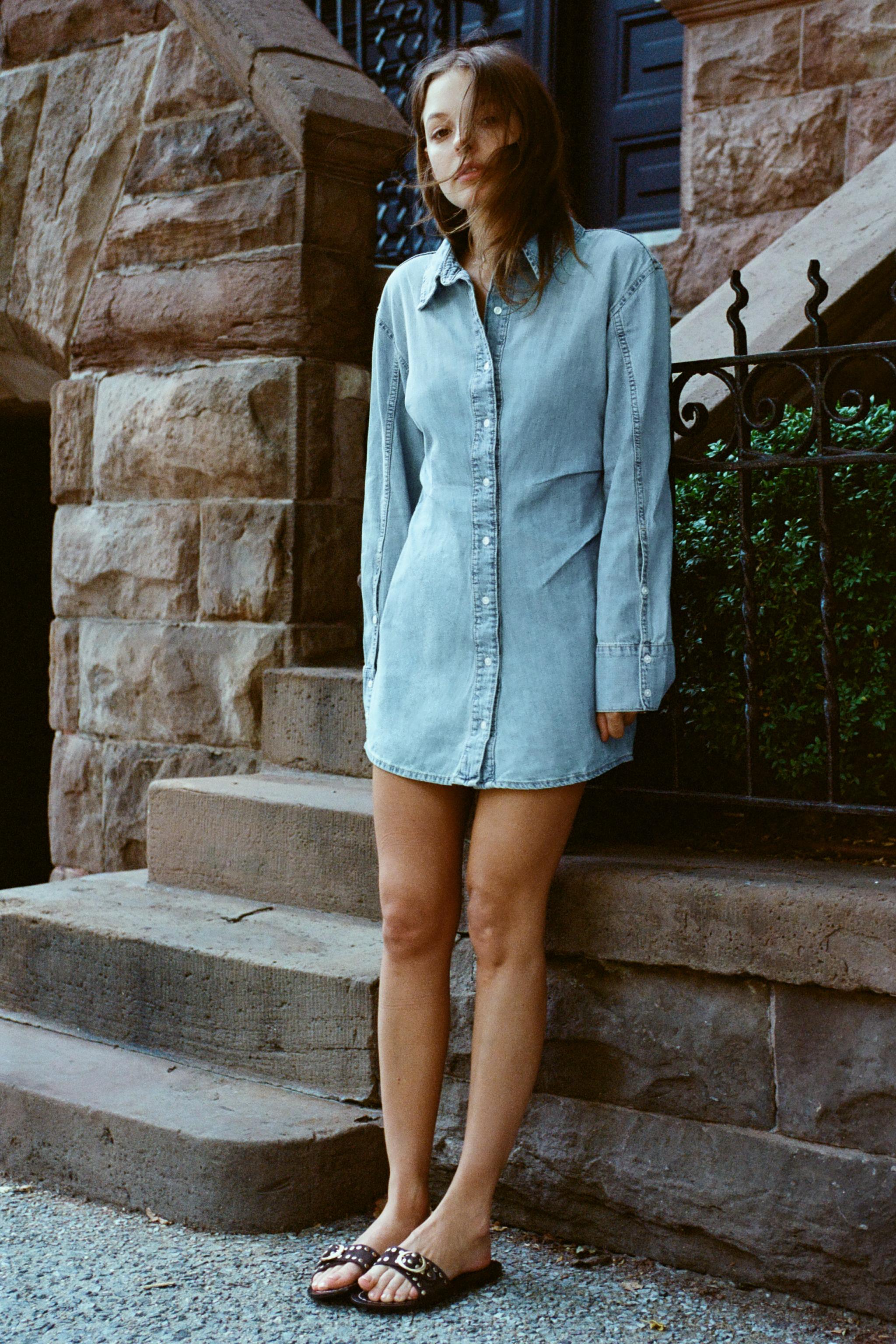 TRF DENIM SHIRT DRESS - Sky blue | ZARA United States