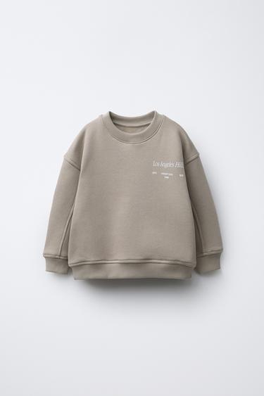 Zara TEXT PRINT SWEATSHIRT - taupe brown