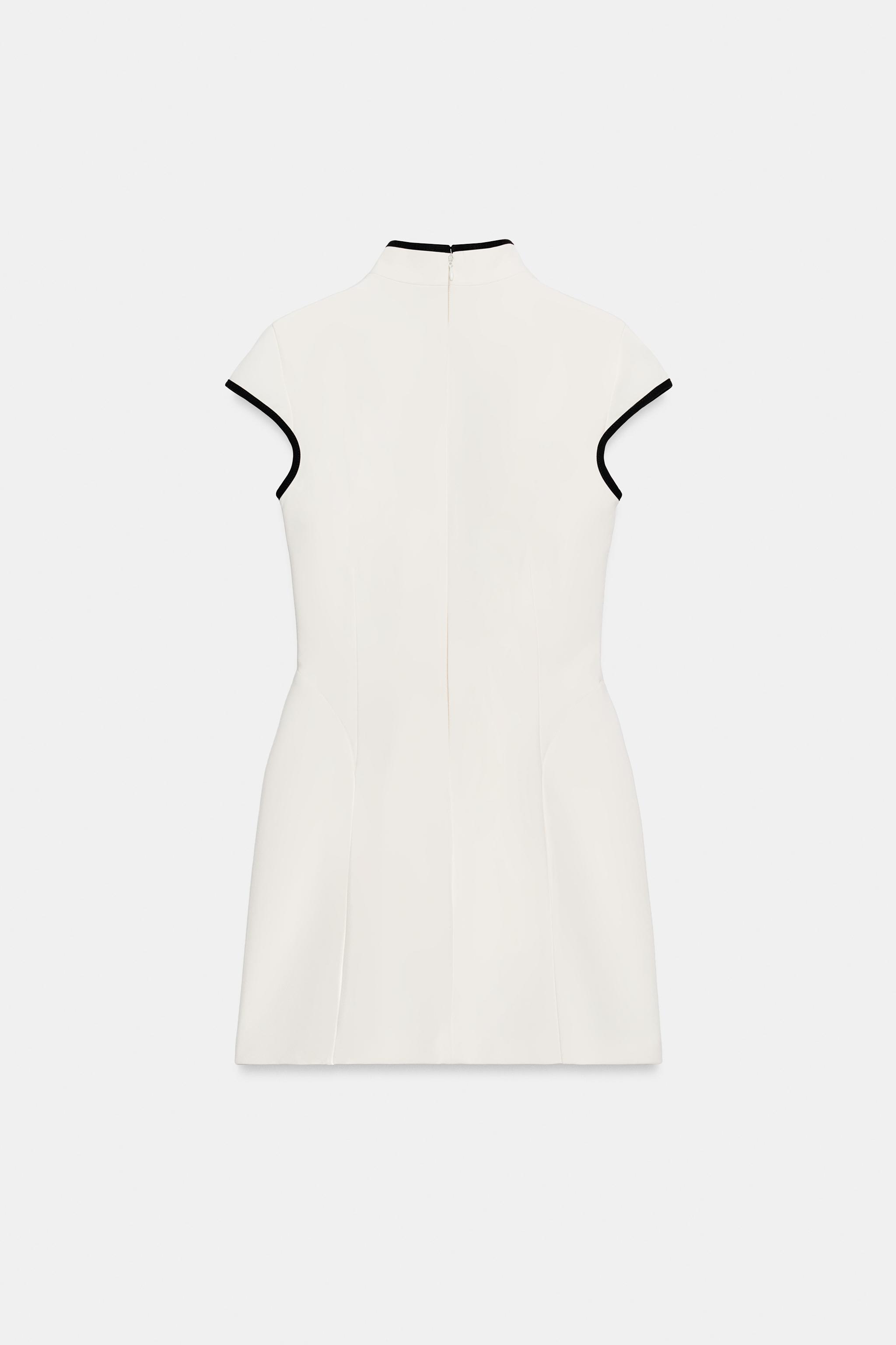 CONTRAST PIPING MINI DRESS - Oyster-white | ZARA United States CONTRAST PIPING MINI DRESS - Oyster-white | ZARA United States