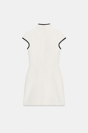 MINI DRESS WITH CONTRAST PIPING - Oyster-white by Zara - Image 6