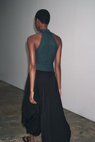 HALTER CREPE TOP - Petrol blue by Zara - Image 2