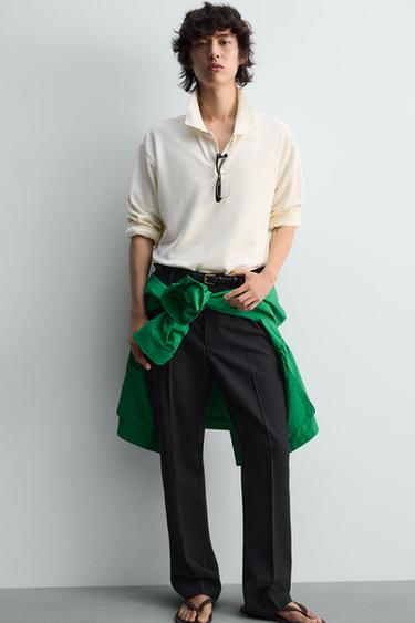 POLO REGULAR FIT STRUCTURÉ EN PIQUÉ - Blanc cassé de Zara - Image 4