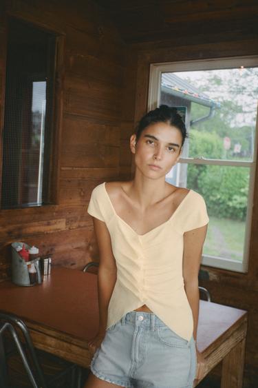 MID-WAIST TRF MINI DENIM SHORTS - Sky blue by Zara