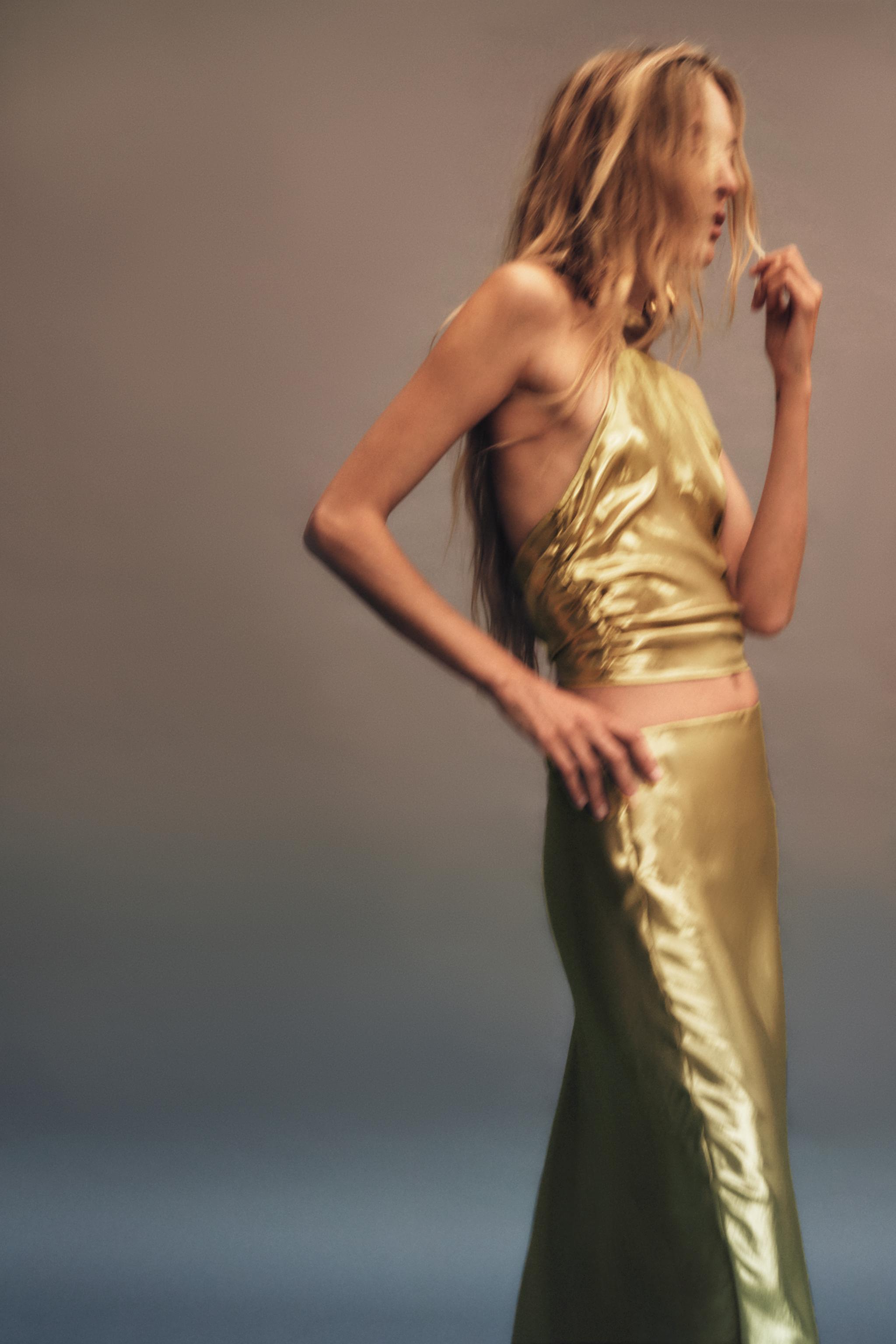 Zara long best sale metallic dress