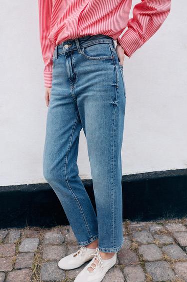 JEAN Z1975 MOM FIT TAILLE HAUTE RAYURE REPASSÉE - Bleu moyen de Zara - Image 2