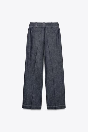 PANTALON SURPIQÛRES CONTRASTE - Indigo de Zara - Image 4