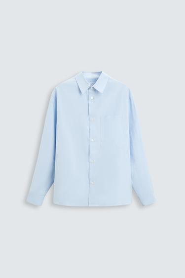 Zara POCKET SHIRT - Sky blue