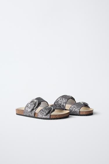 SANDALES À BOUCLES PAILLETTES - Argent de Zara - Image 1