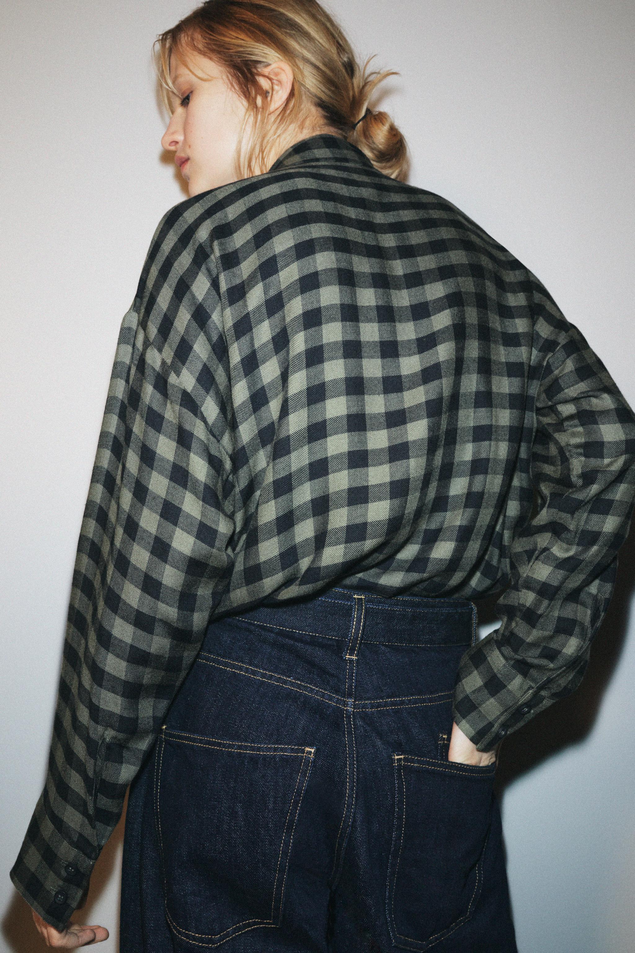 GATHERED GINGHAM SHIRT ZW COLLECTION