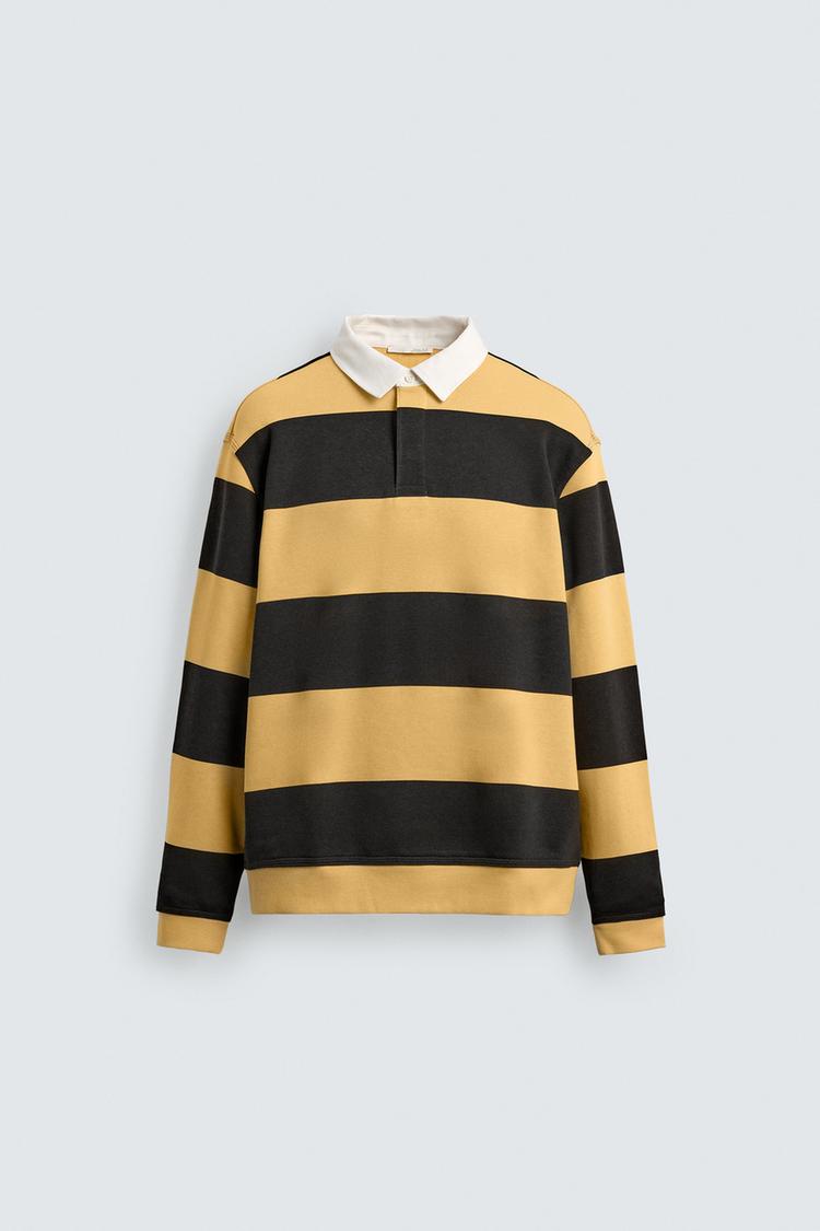 ZARA RUGBY SHIRT WITH CONTRAST COLLAR