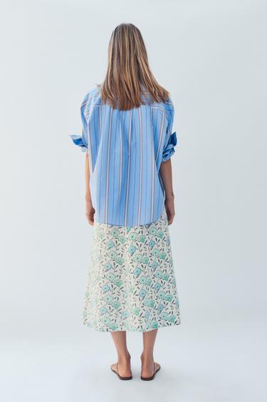 LIMITED EDITION FLORAL LINEN BLEND MIDI SKIRT - Printed by Zara - Image 2