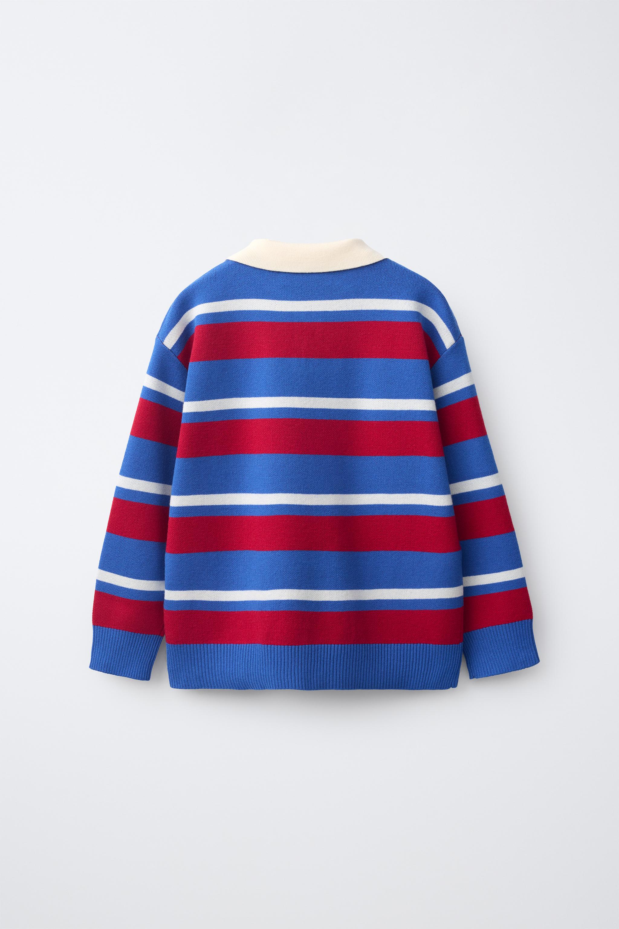 VARSITY KNIT POLO SHIRT — Light blue