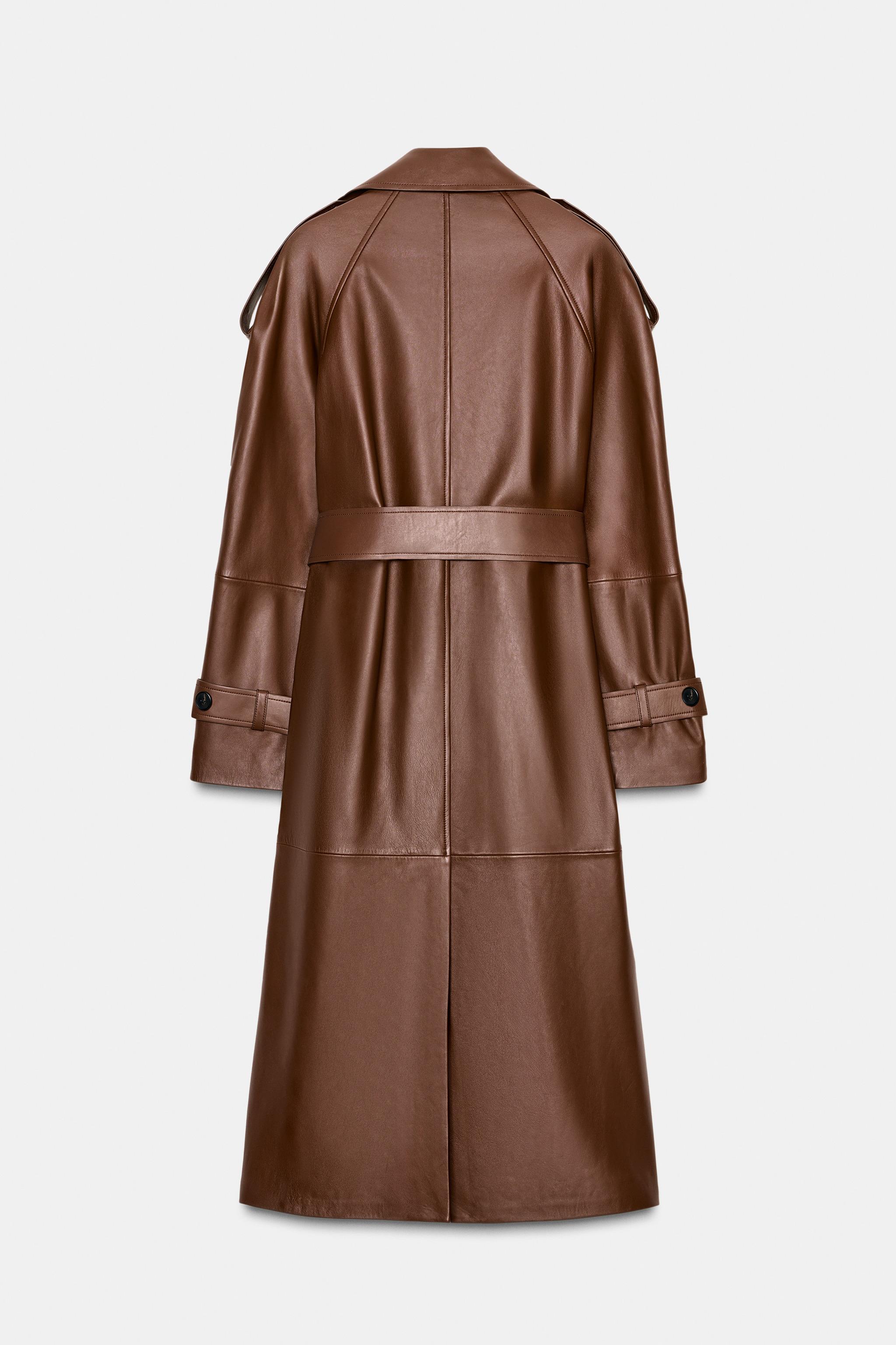 TRENCH AMPLO COURO 100% ZW COLLECTION LIMITED EDITION - castanho