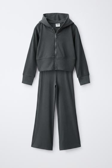 ENSEMBLE SWEAT ET PANTALON FLARE UNI - Gris anthracite de Zara