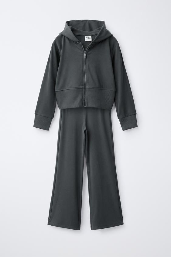 PLAIN HOODIE AND FLARE TROUSERS SET - Anthracite grey by Zara - Image 0